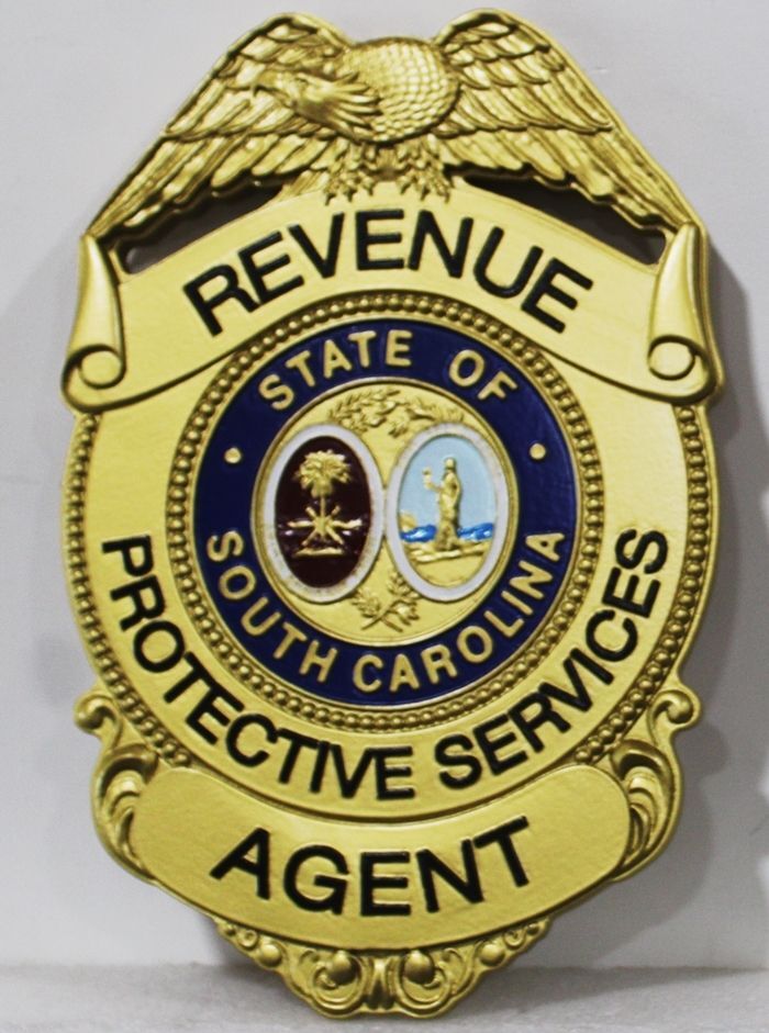 PP-1461 - Carved Plaque of the Badge of  a Revenue Agent, Protective Services