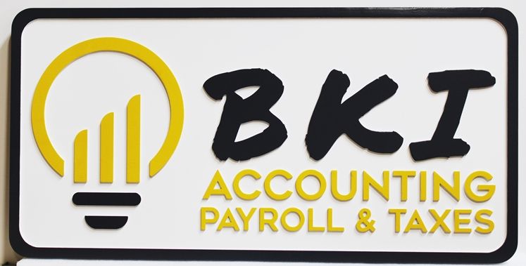 C12070 - Carved 2.5D HDU Sign for  BKI Accounting, Payroll  and Taxes Firm