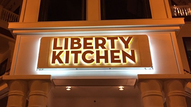 S28019 - Dimensional Sign Made for the "Liberty Kitchen" , with Carved Individual HDU Letters 