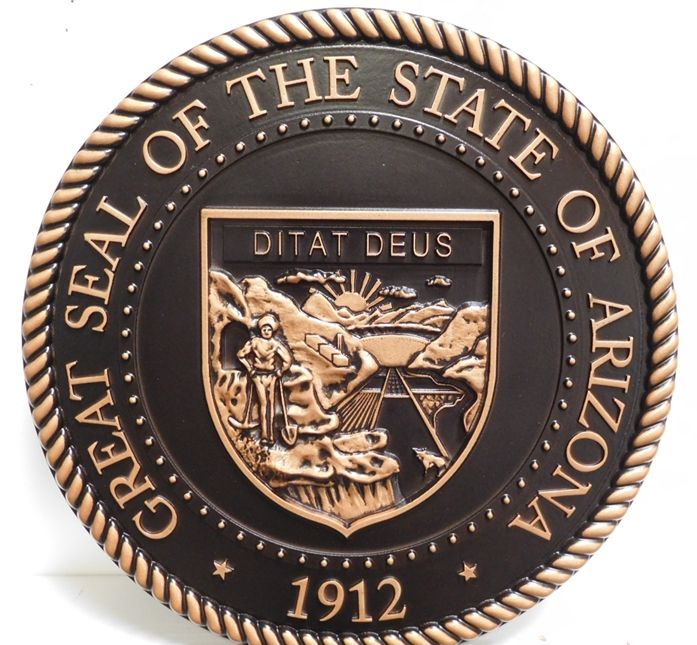 MA1050 - Great Seal of the State of Arizona, 3-D with Black Patina