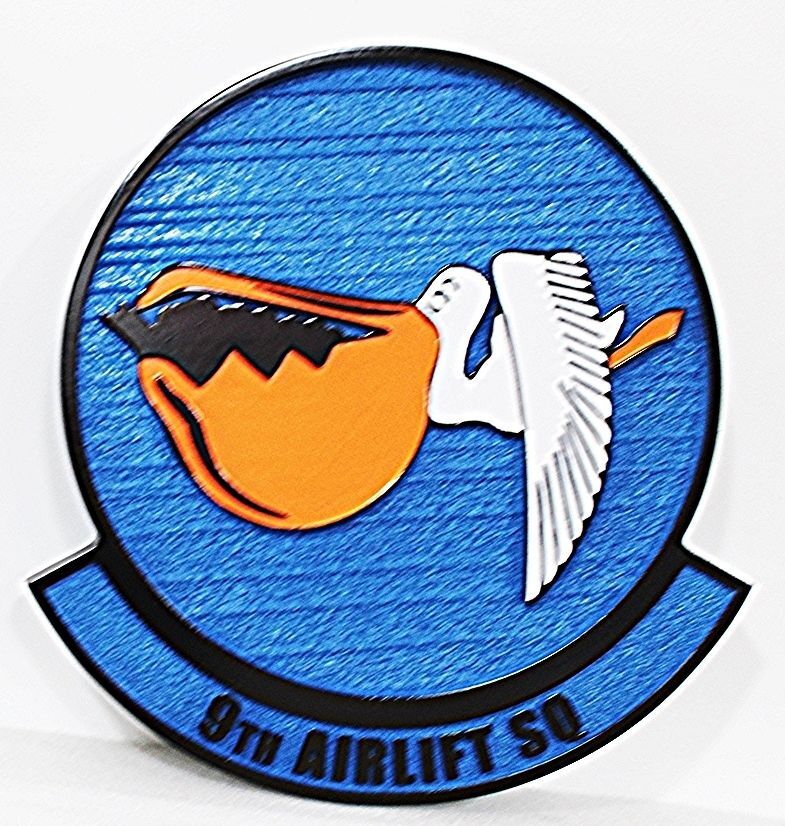 LP-5673 - Carved 2.5-D Plaque of the Crest of the 9th Airlift Squadron