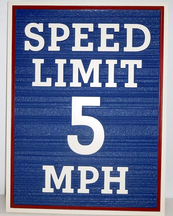 H17241- Carved  and Sandblasted Wood Grain HDU  "Speed Limit 5 MPH" Traffic Sign 