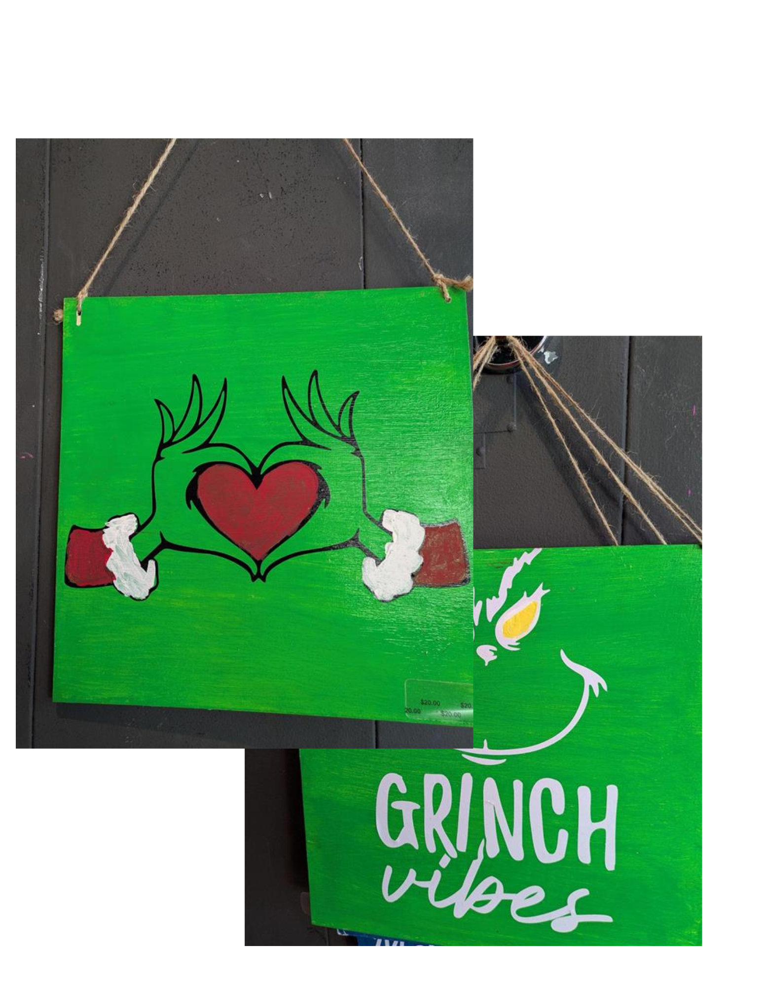 Grinch Vibes Double Sided Sign