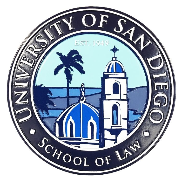 RP-1705 - Carv3d 2.5-D HDU Plaque of the Seal of the University of San Diego 