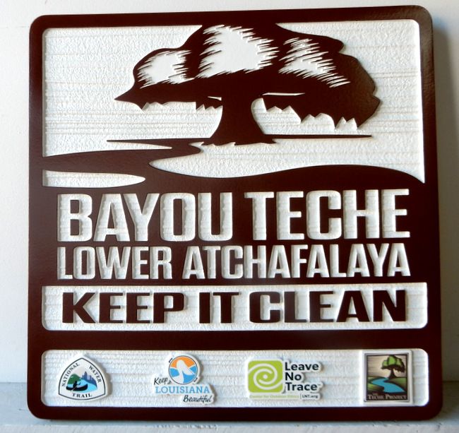 G16244 - All-Weather "Keep It Clean" Sign for Louisiana National Water Trail Bayou, the Bayou Teche Project