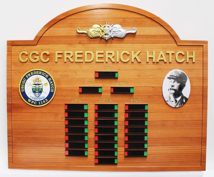 SA14100 - Redwood Chain-of-Command  and Duty Status Board for the Coast Guard Cutter Frederick Hatch 