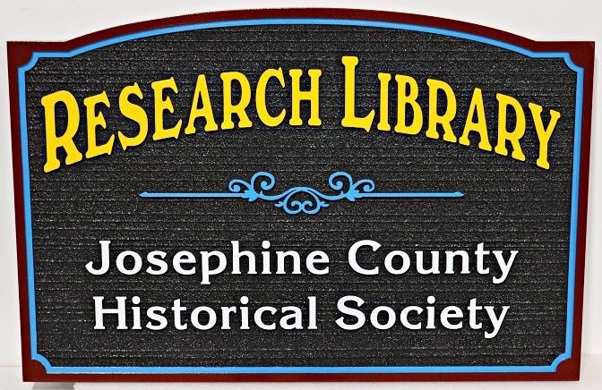 F15486 - Carved Sign for "Josephine County Historical Society Research Library"
