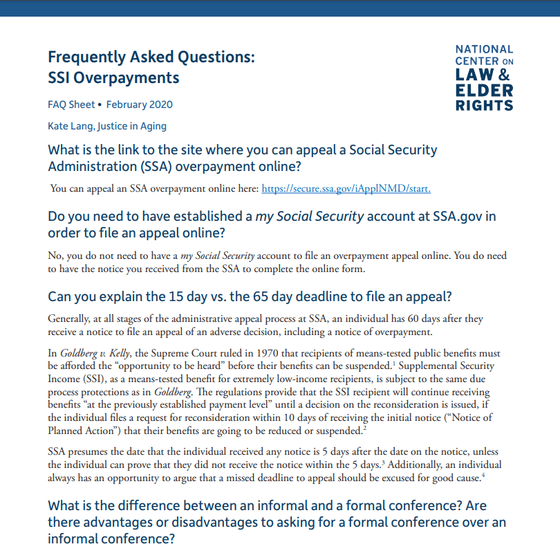 FAQs on SSI Overpayments