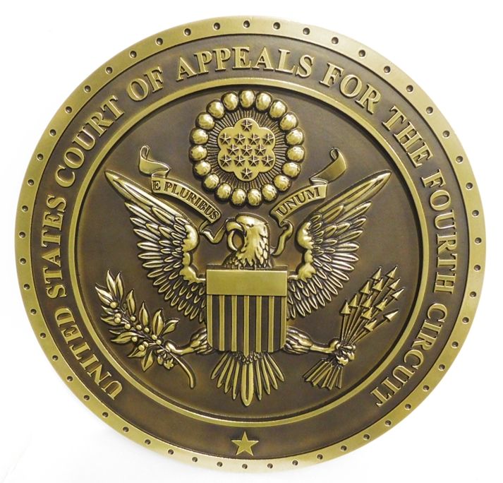 FP-1050 - Carved Plaque of the Seal of the US Court of Appeals, Fourth Circuit, Bronze-Plated