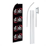 DISH NETWORK B/W Swooper/Feather Flag + Pole + Ground Spike