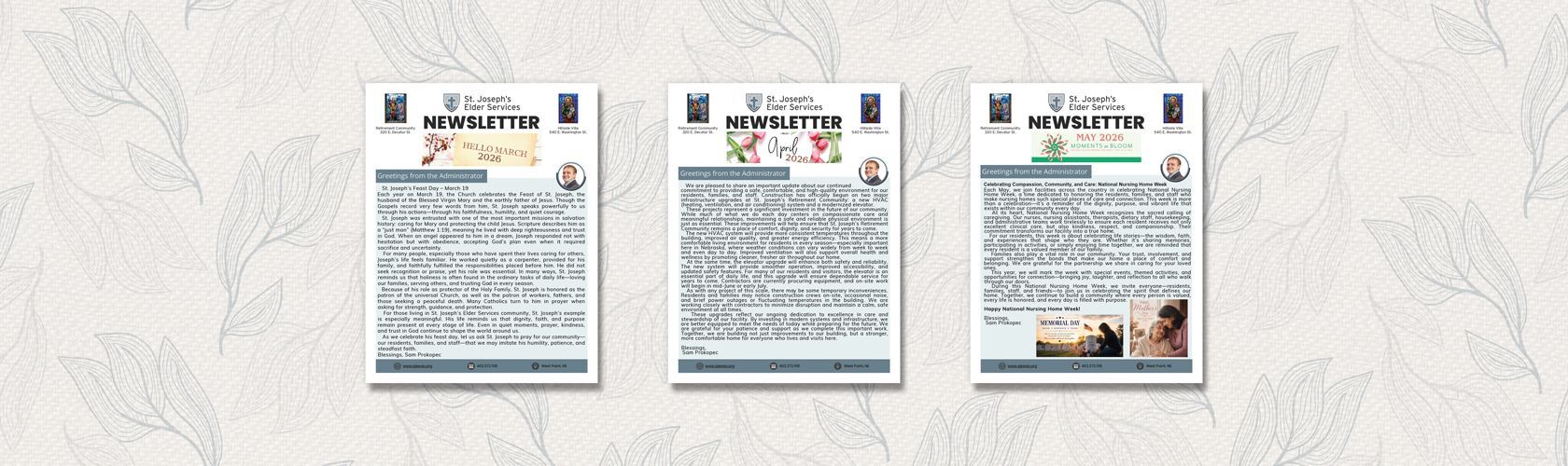 Picture of three previous newsletters.