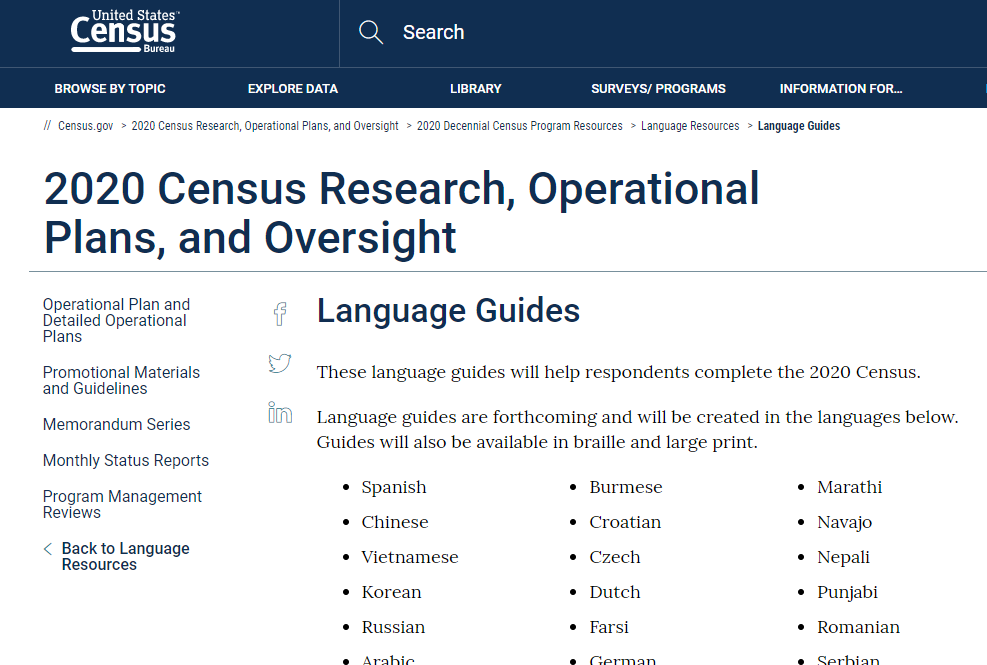 2020 Census Language Guides