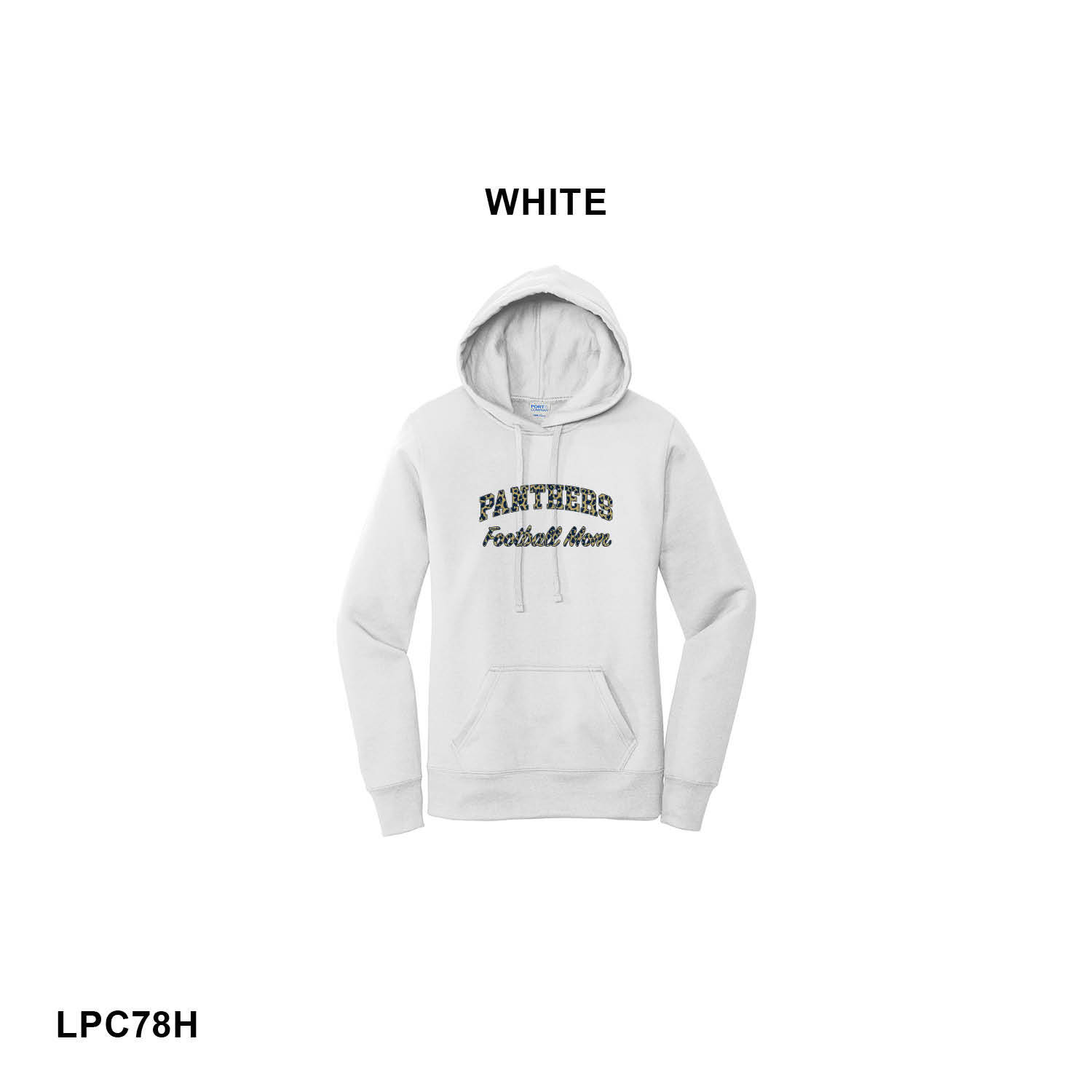 PANTHERS FOOTBALL MOM LEOPARD PRINT LOGO - Port & Co™ Women's Core Fleece Pullover Hooded Sweatshirt
