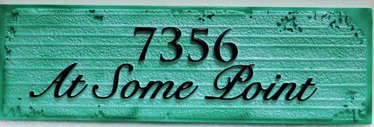 I18849 - Carved and Sandblasted carved High-Density-Urethane (HDU)  Property Address Sign  "7356 - At Some Point".  