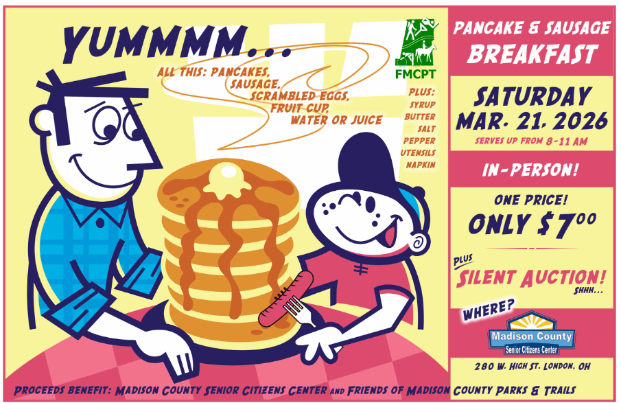 Event flyer with name, time and date.