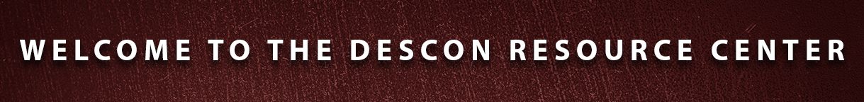 Graphic saying Welcome to Descon Resource Center which has links to helpful items from Descon signage company
