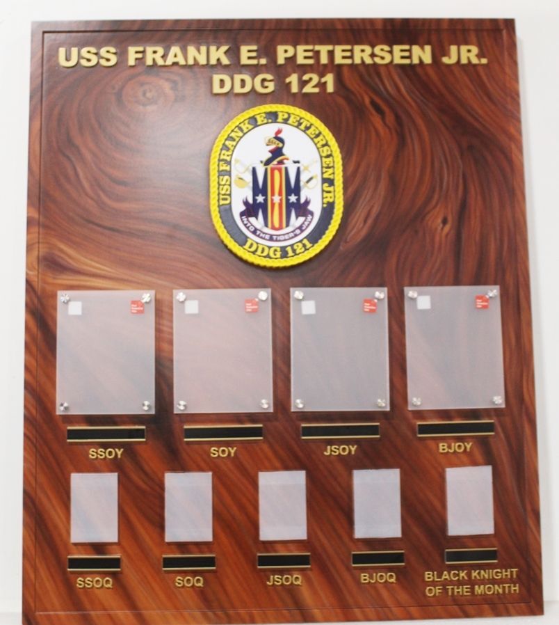 JP-1361 - Carved Wood Award Photo Board for USS Frank E. Peterson Jr, DDG 121