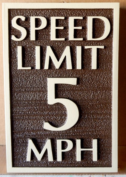 H17234 - Carved  and Sandblasted HDU  "Speed Limit 5 MPH" Traffic Sign 