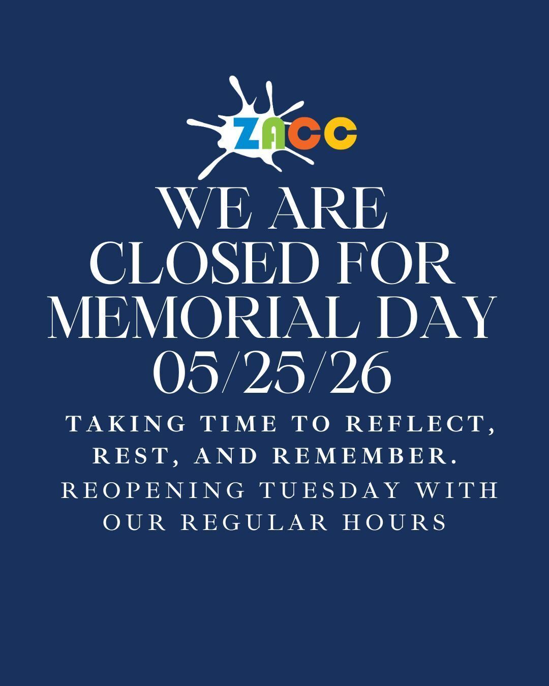 We will be Closed for Memorial Day