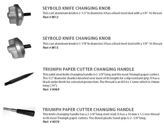 knife changing handles & knobs for paper cutters including Polar paper cutters
