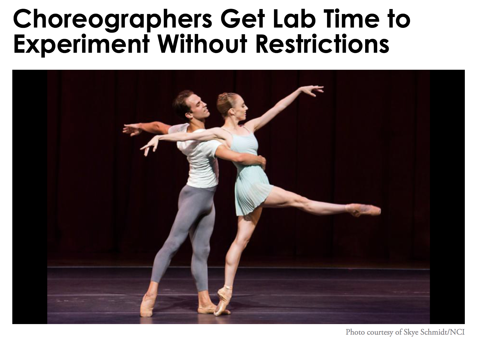 Choreographers Get Lab Time to Experiment Without Restrictions