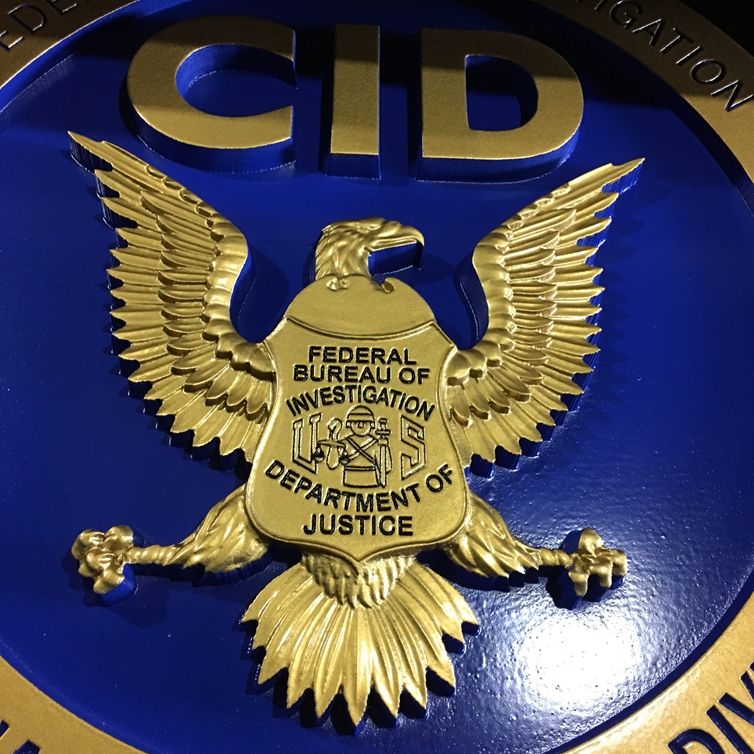 U30364A - 3D Carved Plaque (closeup)  for the Criminal Investigation Division (CID) of the FBI