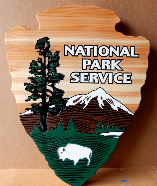 WP5010 - National Park Service "Arrow" Plaque, Engraved Cedar