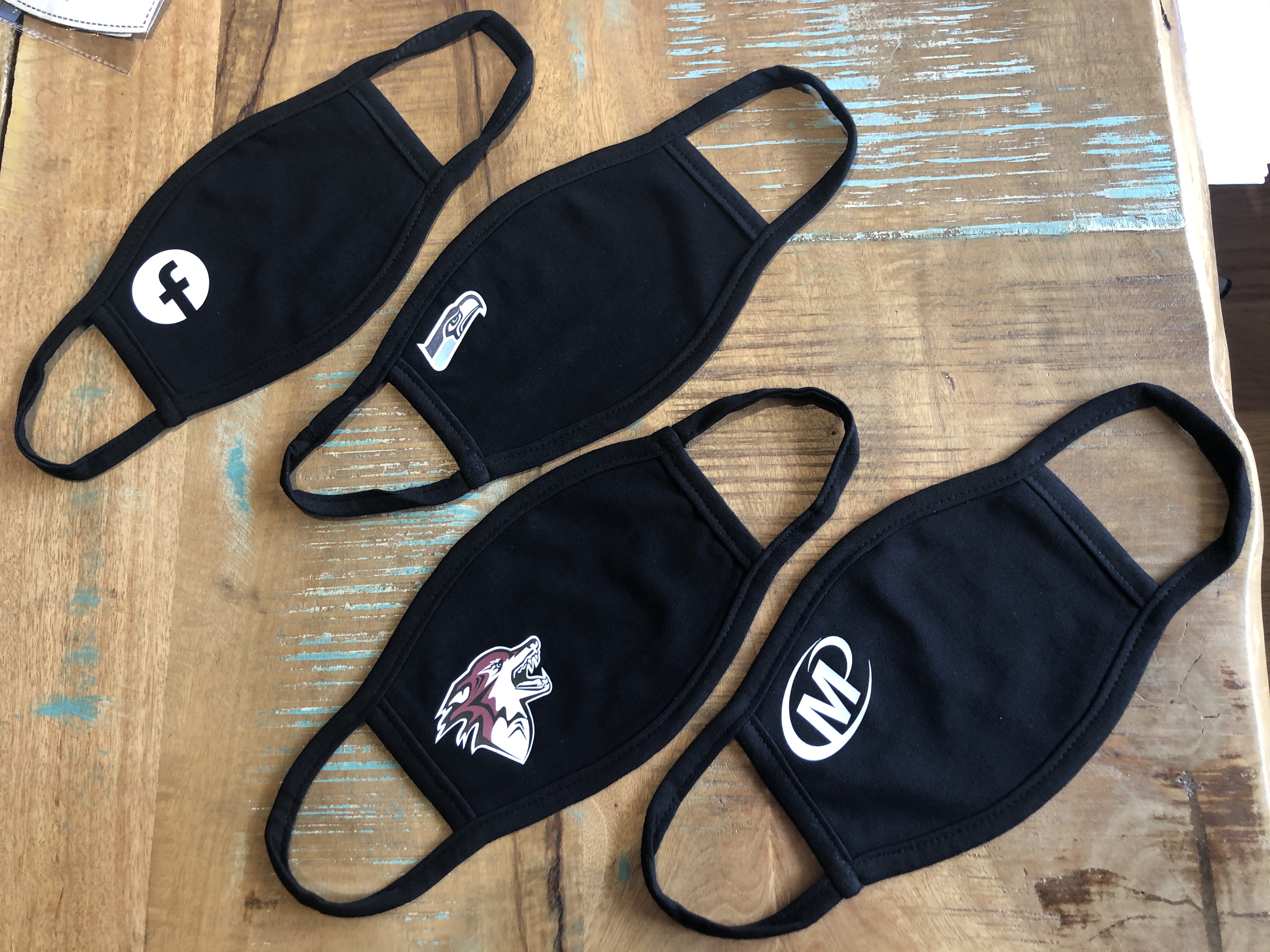 Printed black poly/cotton blend masks