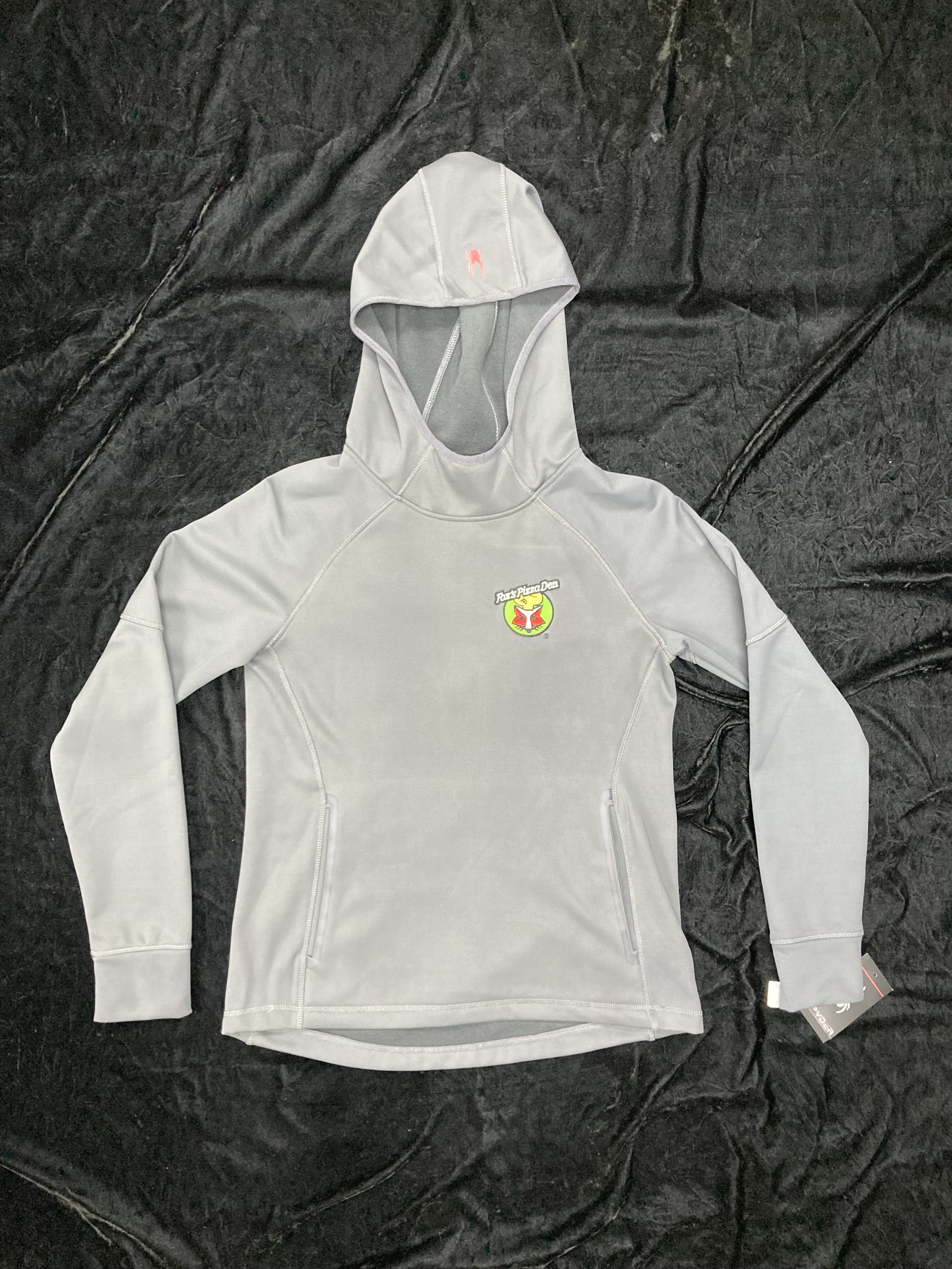 SALE Fox's Logo - LADIES Large Grey Spyder Hooded Sweatshirt