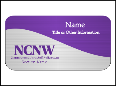 NCNW TWO TONE SWIRL NO BLING NAME BADGE