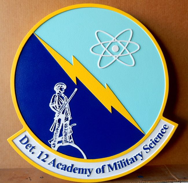 LP-8600 - Carved Round Plaque of the Crest of the Air Force Academy of Military Science, Artist Painted