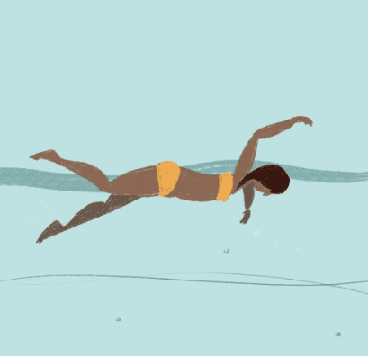 Woman in orange swimming