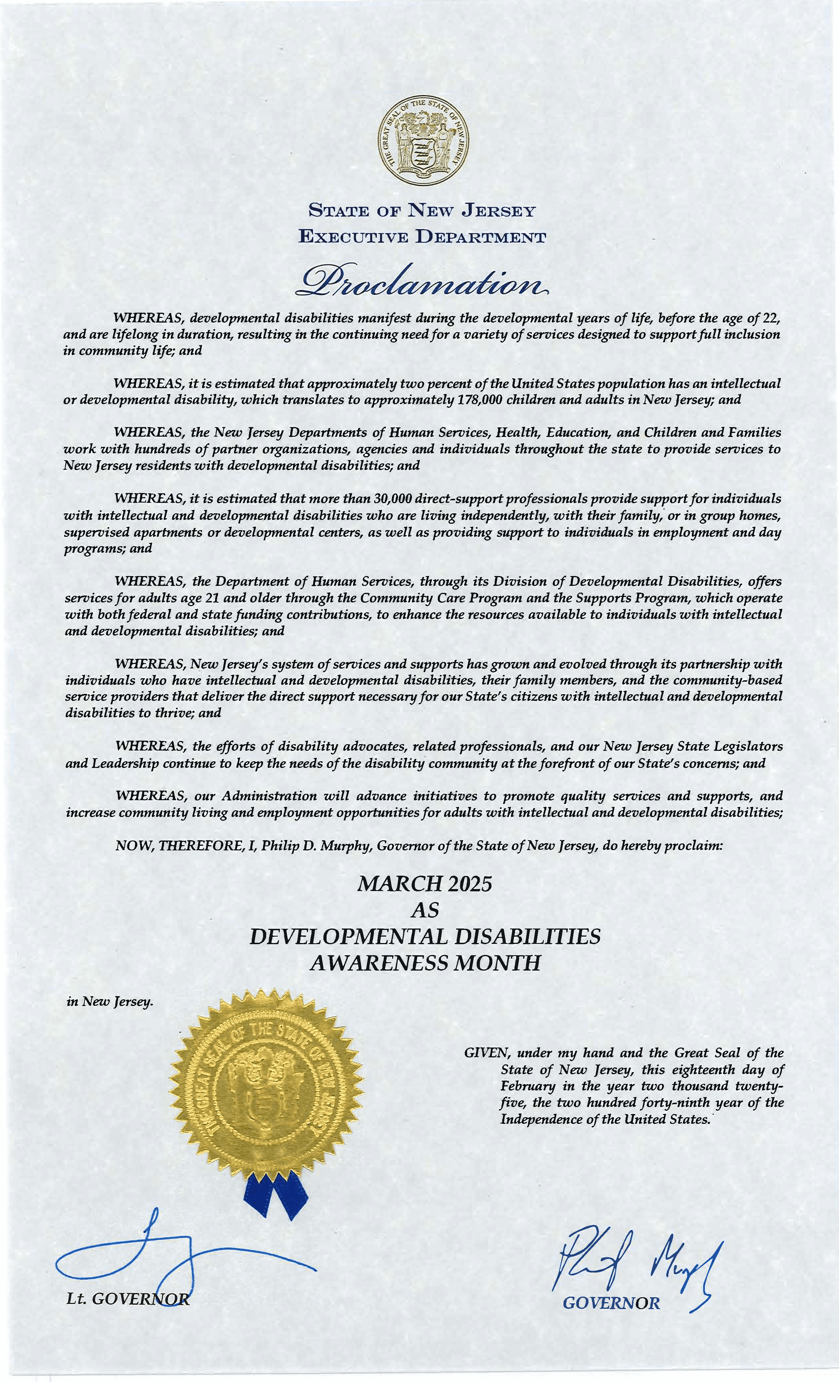 2025 New Jersey Proclamation