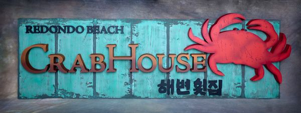 L22246  - "Crab House"  Restaurant Sign with Dimensional Backlit Lettering and Rustic Cedar Signboard 