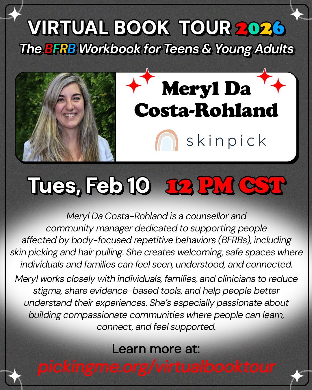 Tues, 2/10: 12 PM CST Meryl Da Costa Rohland, Skin Pick