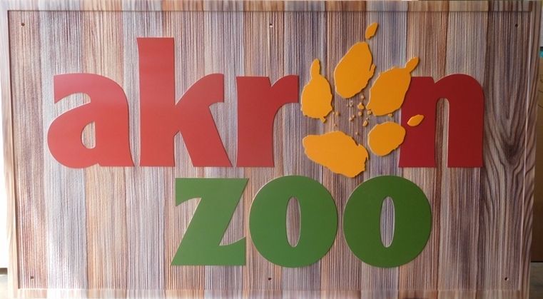 M1907 - Vertically Sandblasted HDU Sign for an  Akron Zoo  Sign with Faux Vertical Planks