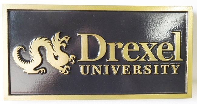 RP-1400 - Carved Wall Plaque of  the Emblem of Drexel University, Artist Painted