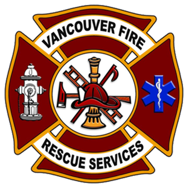 QP-1190 - Carved Wall Plaque of  the Emblem/Badge of  Vancouver Fire Rescue Services, Artist Painted