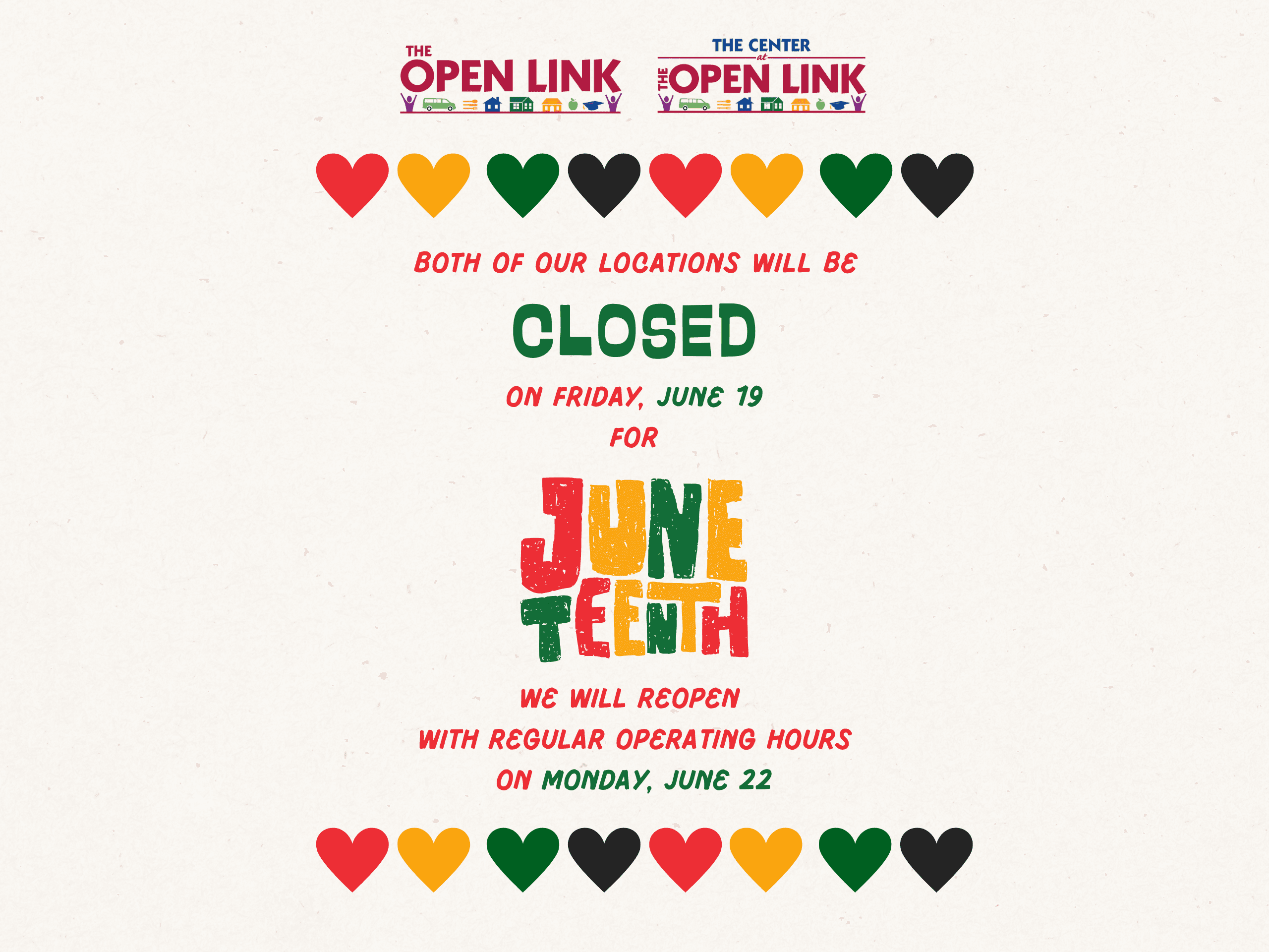 Closure for Juneteenth