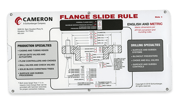 API Metric and English Flange Slide Rules