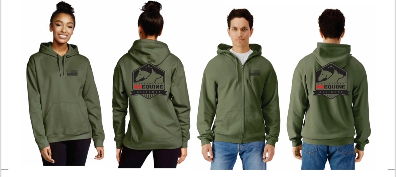 K9Equine Alliance Military Green Zip Up Hoodie (Small)