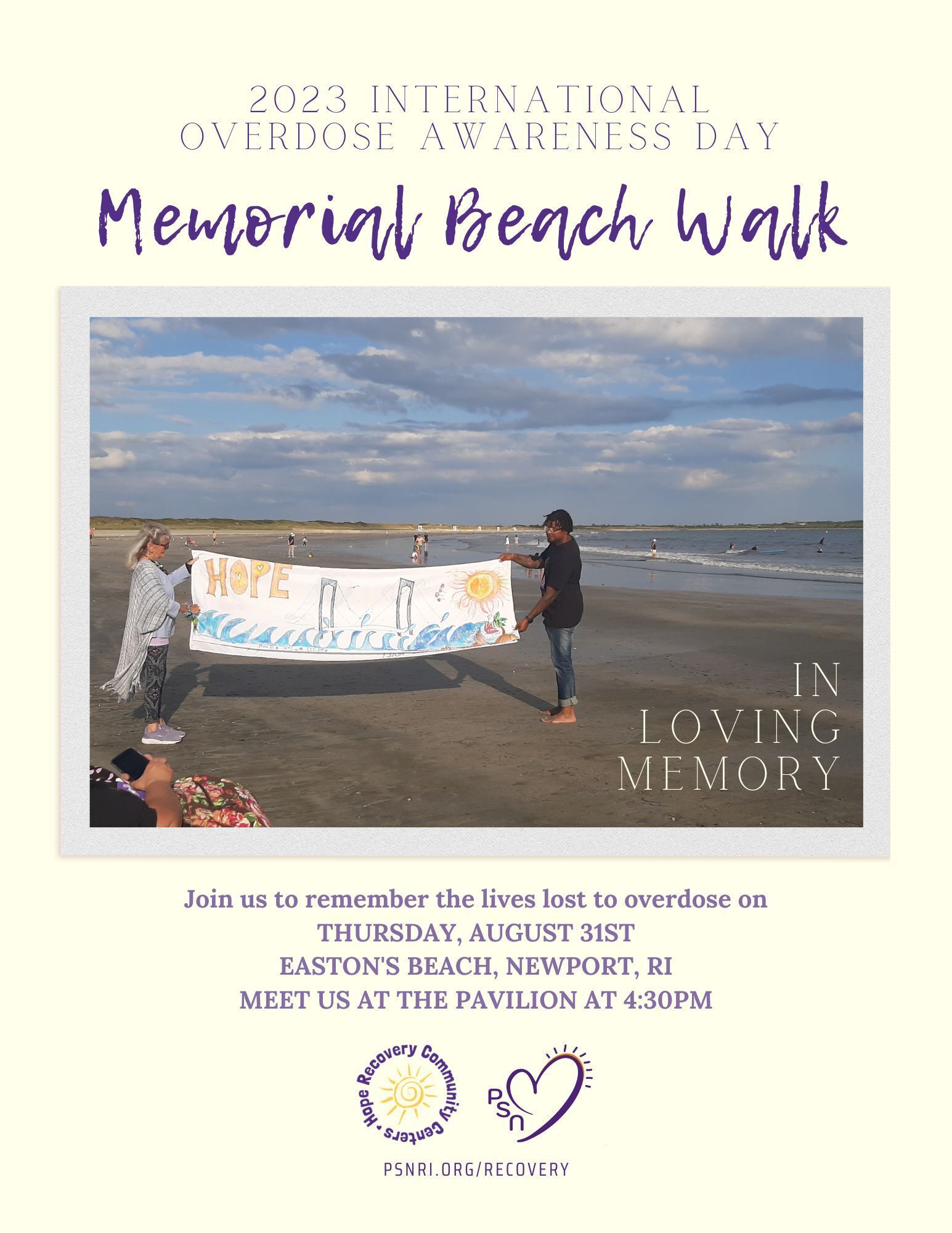 International Overdose Awareness Day Memorial Beach Walk