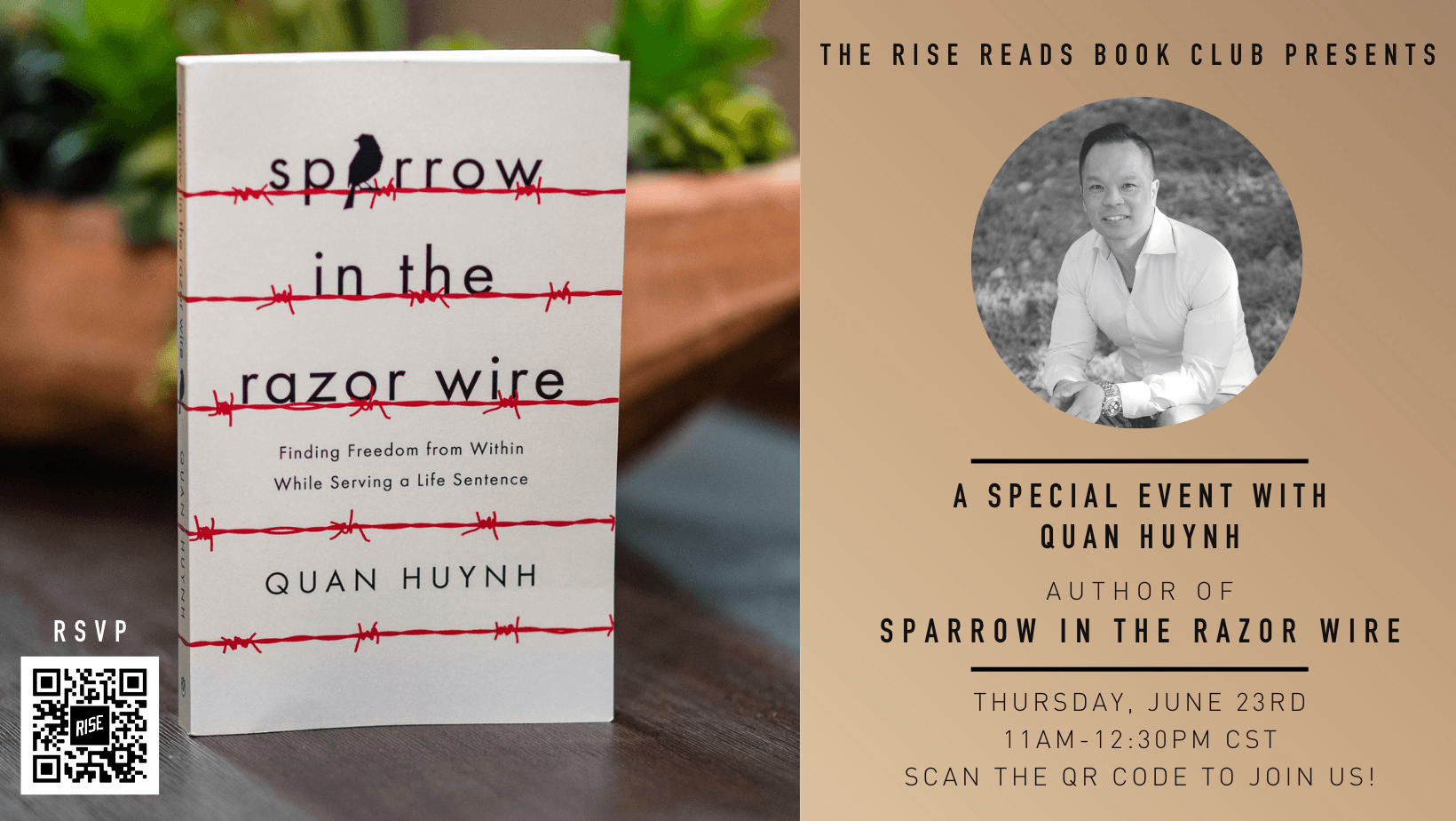 A special event with Sparrow in the Razor Wire author, Quan Huynh.