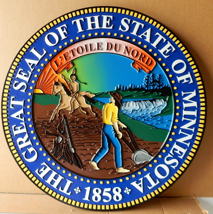 Painted, Wood and Metal 3-D State Seal Wall & Podium Plaques