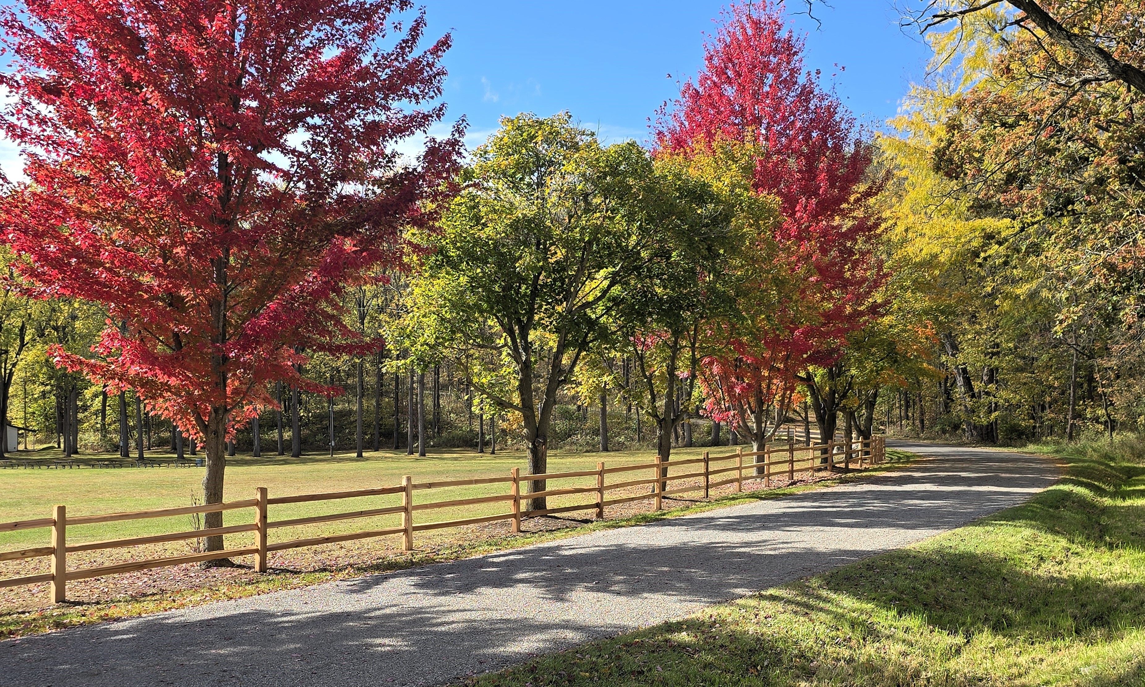 View of the historic village in the fall. 