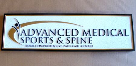 B11032 - HDU Carved and Painted HDU Sign for Sports and Spine Injury Clinic Plaque with Carved Logo