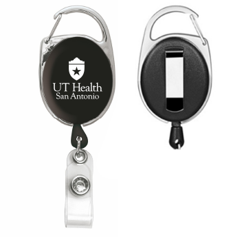 Oval Carabiner Retractable Badge Reel With Belt Clip