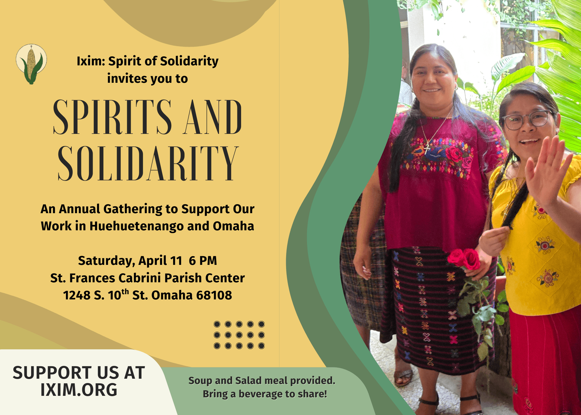 Spirits and Solidarity Dinner- Saturday, April 11
