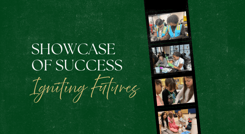 Green background with photos of kids on a film strip