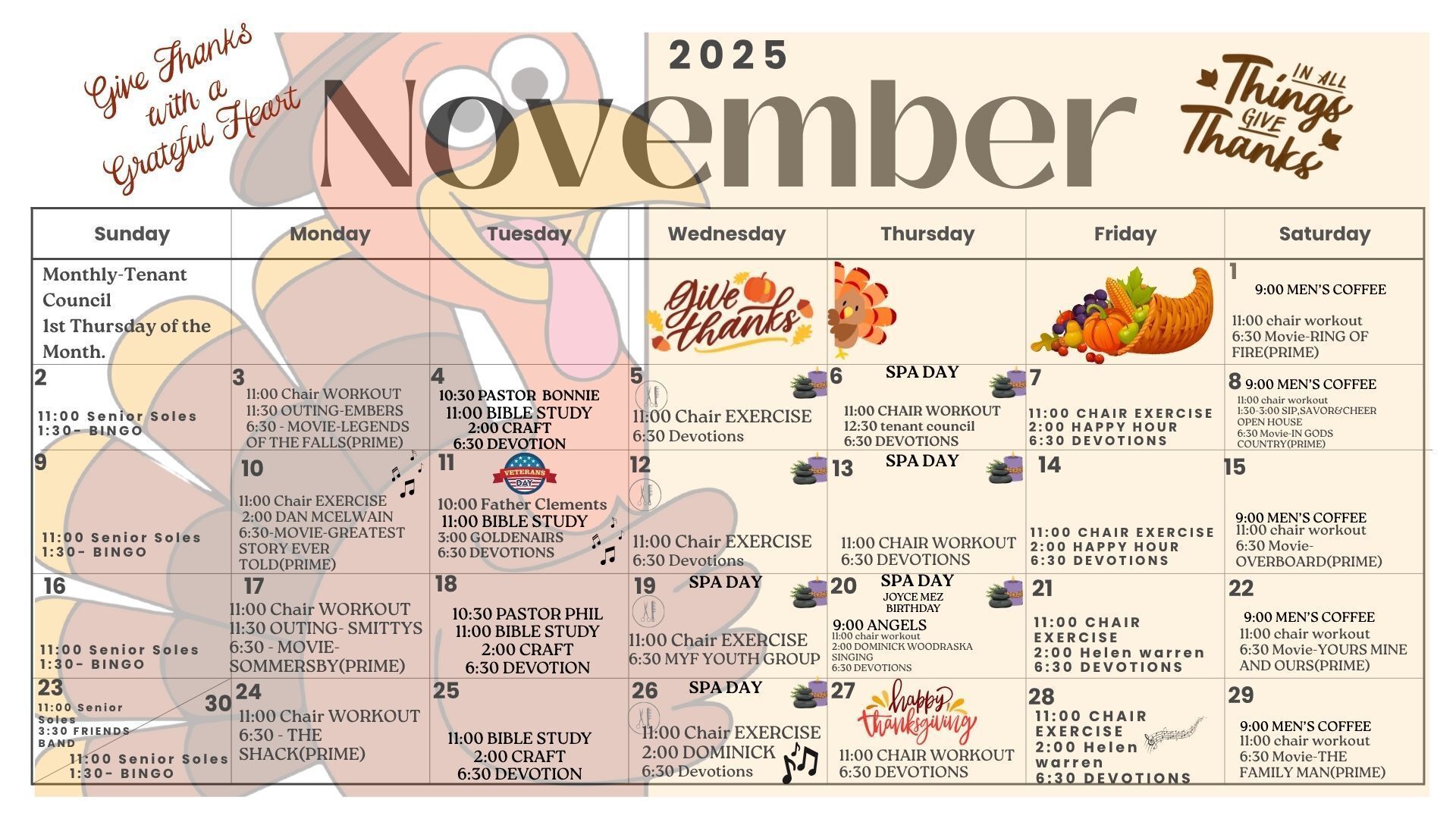 Downloadable Activities Calendar